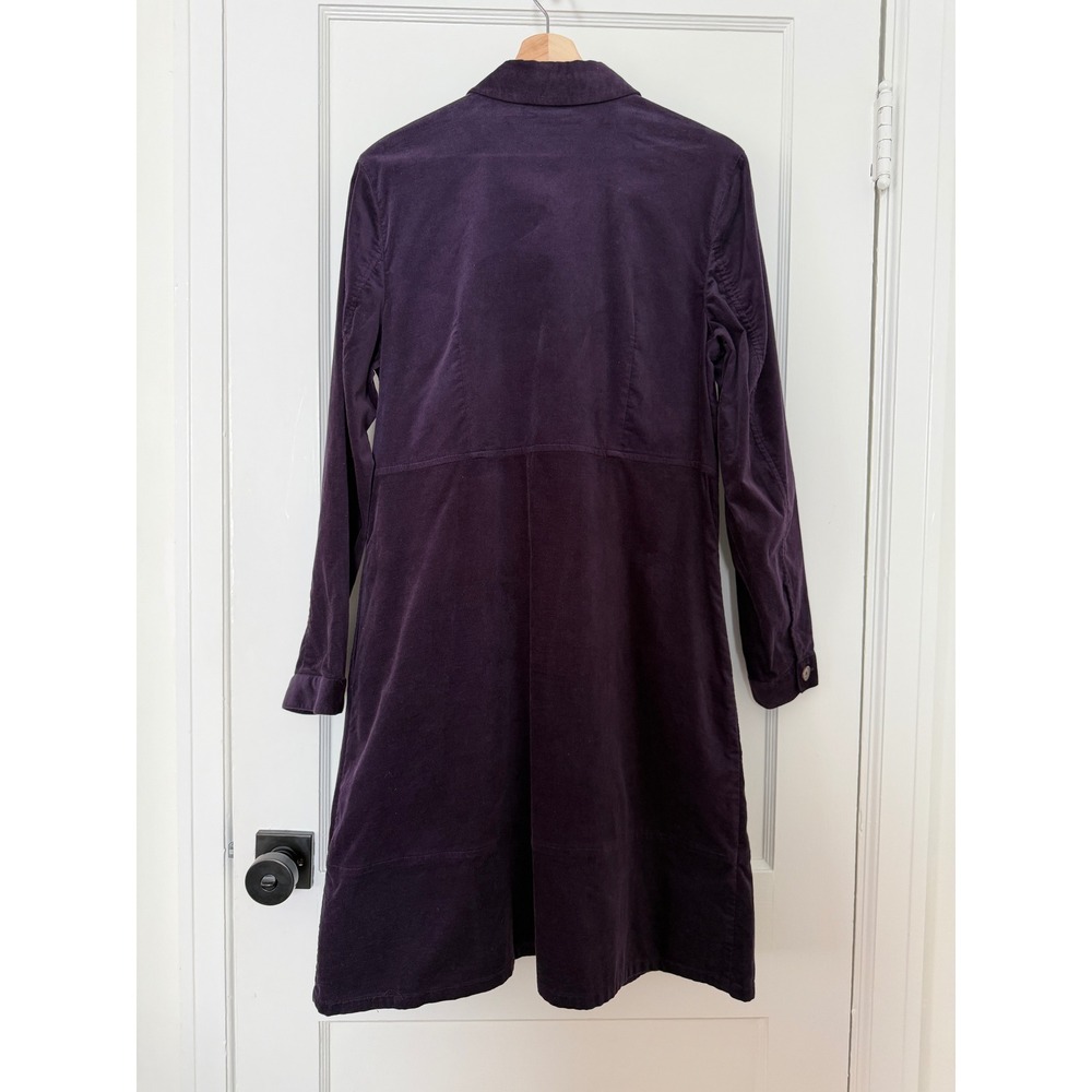 J. Jill M Plum Purple Stretch Velvet Button Front Midi Shirt Dress Cotton Blend - Picture 4 of 12
